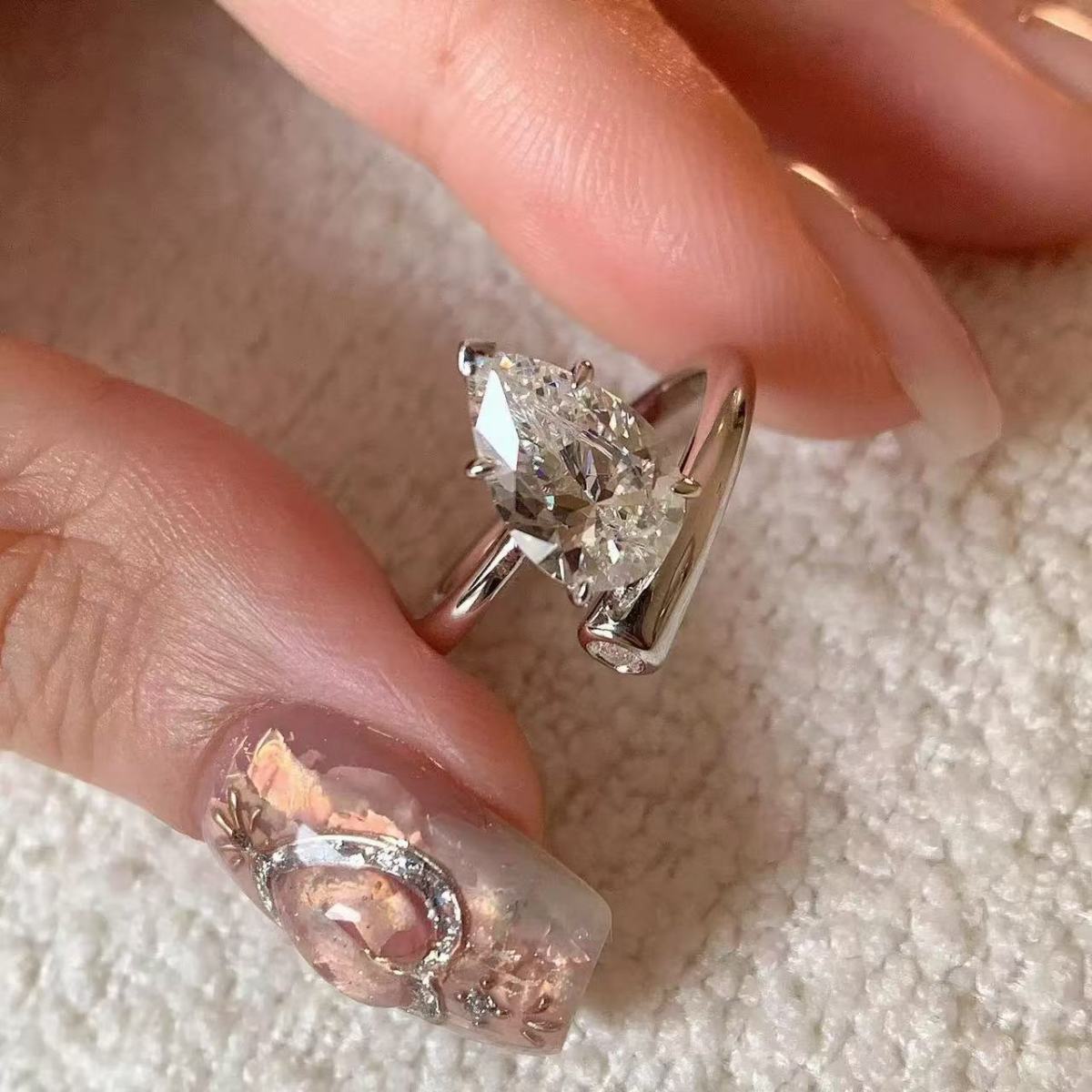 Large Water Droplet Zircon Irregular Spring And Summer Personalized Fashion, Index Finger Ring, Light Luxury, High-end_ipsvogv.com