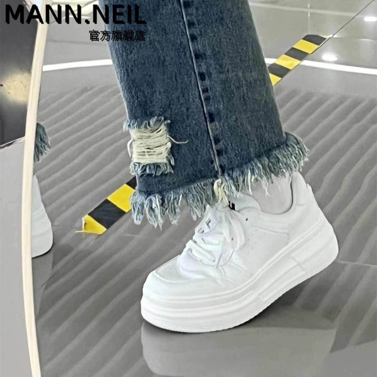 Mann Neil時尚百搭小白鞋女2023秋款軟底輕便運動鞋潮流休閒板鞋