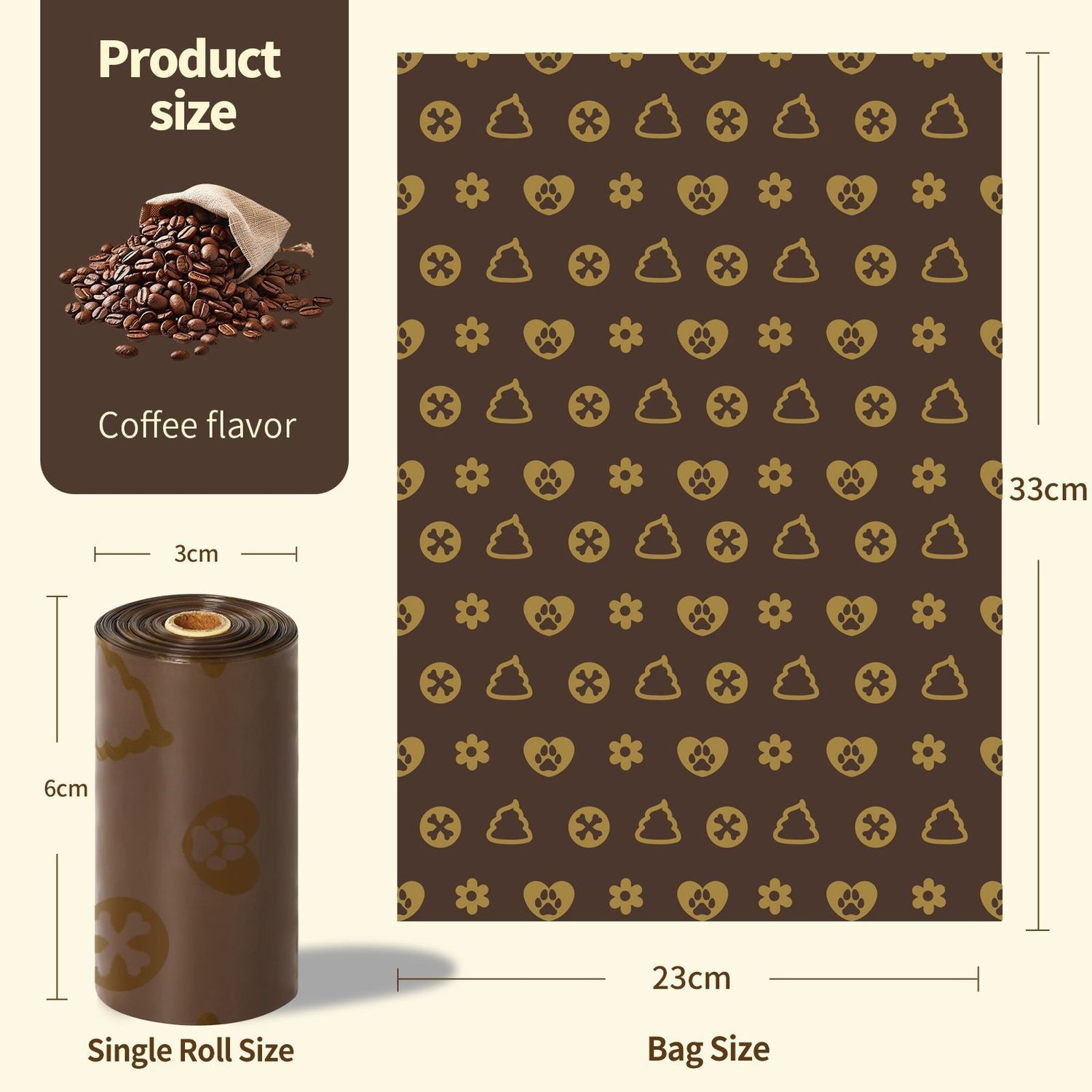 Scented Pet Waste Bags, Thickened Disposable Dog Poop Bags with Reminder Stickers