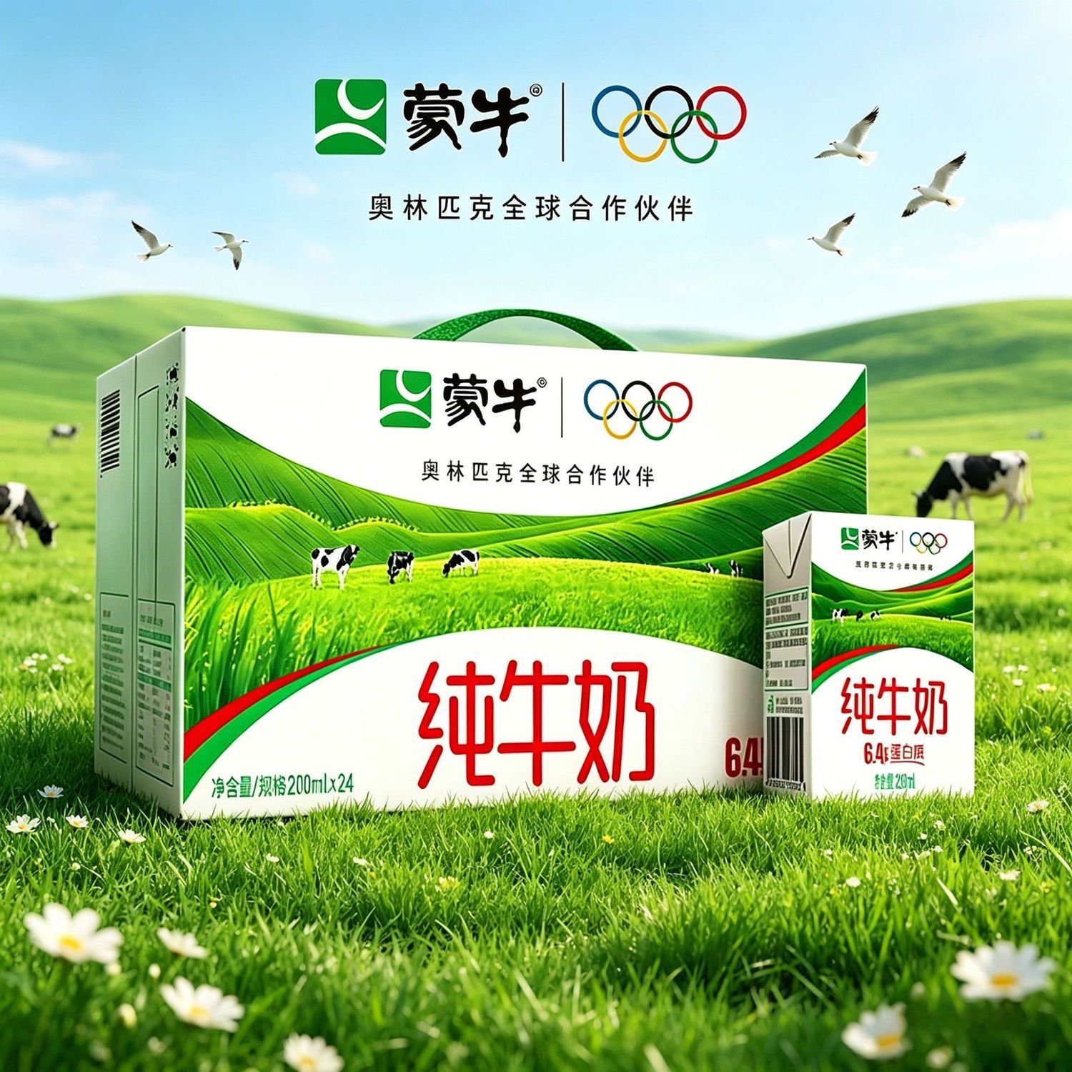 9月产 蒙牛纯牛奶200ml*24盒*1提营养纯奶礼盒装学生成人正品方包 图 3