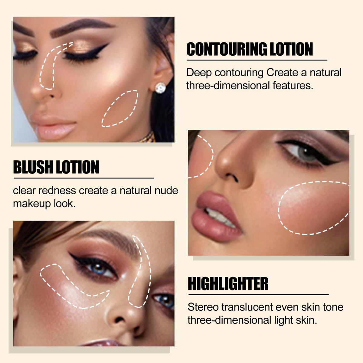 Multi-function High gloss powder blusher stick Facial contour multi-purpose cosmetic pen_voghion.com
