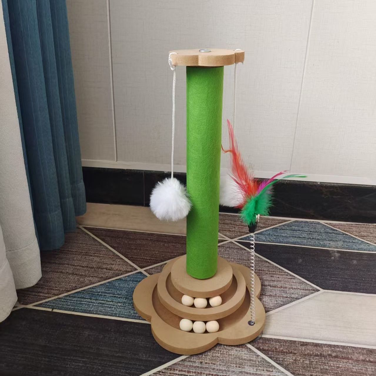 Cat Scratching Post And Play Tower Durable Vertical Scratcher_voghion.com