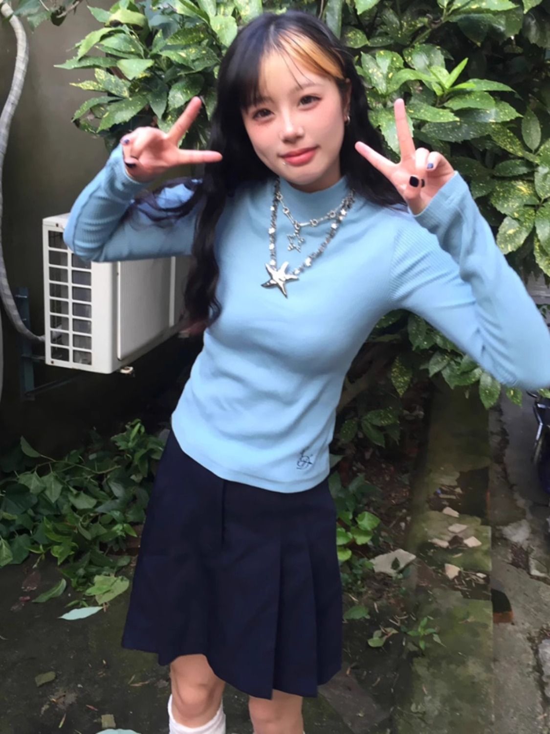 美式復古高街長袖T恤女秋季半高領辣妹修身顯瘦短款圓領百搭上衣