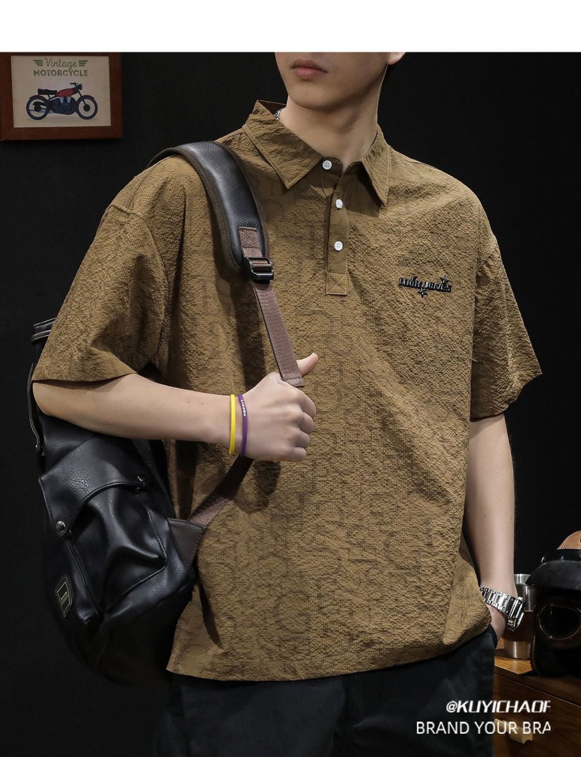 Polo américain à manches courtes pour homme, coupe ample, grande taille, marque tendance 2026, nouveau t-shirt à col rabattu_voghion.com