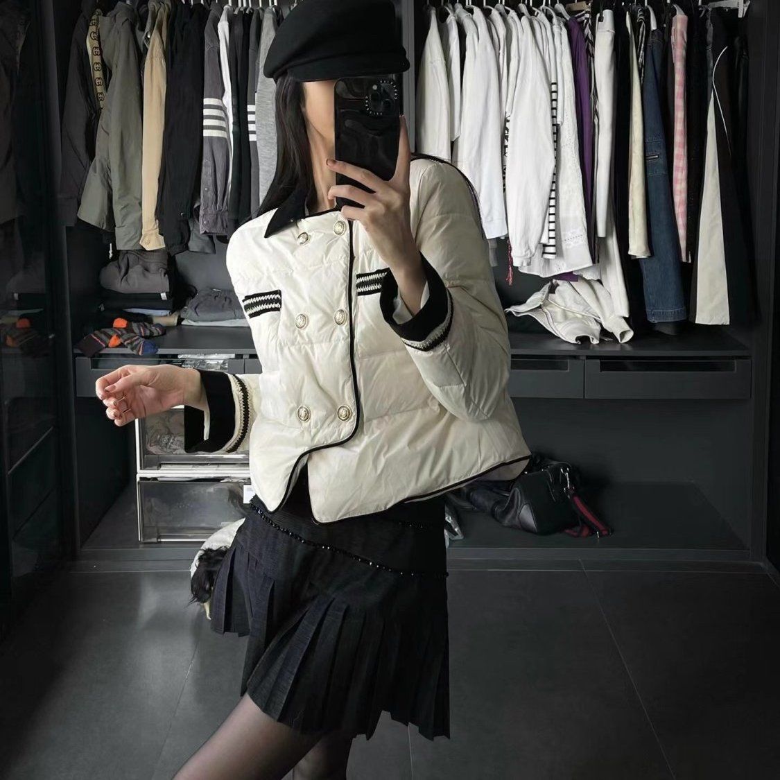 小香風氣質白色棉衣外套女冬季2023新款高級感顯瘦百搭麵包服棉服