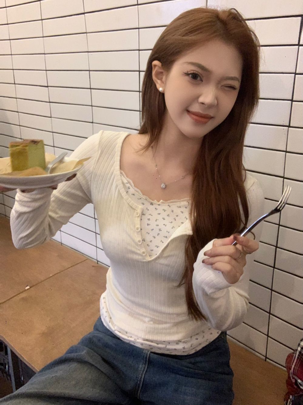 小個子碎花拼接假兩件T恤女秋冬設計感小眾修身純色針織衫上衣服