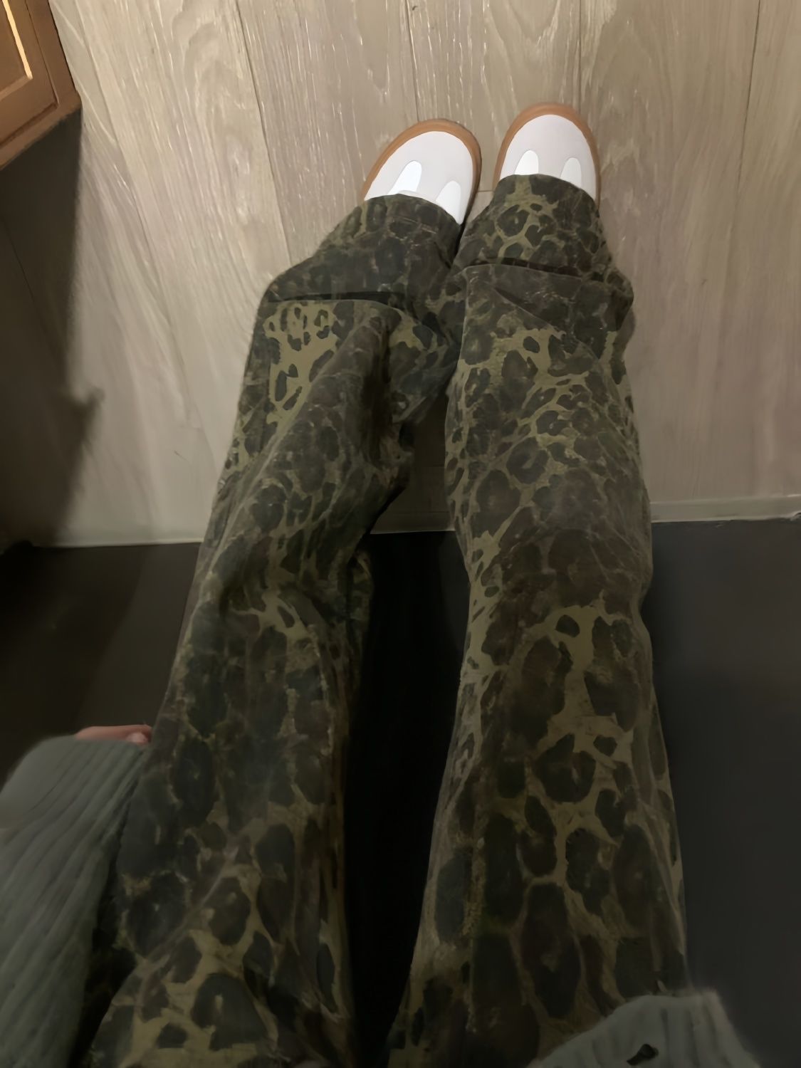 美式復古豹紋闊腿牛仔褲女秋冬款辣妹高街寬鬆顯瘦高腰直筒休閒褲