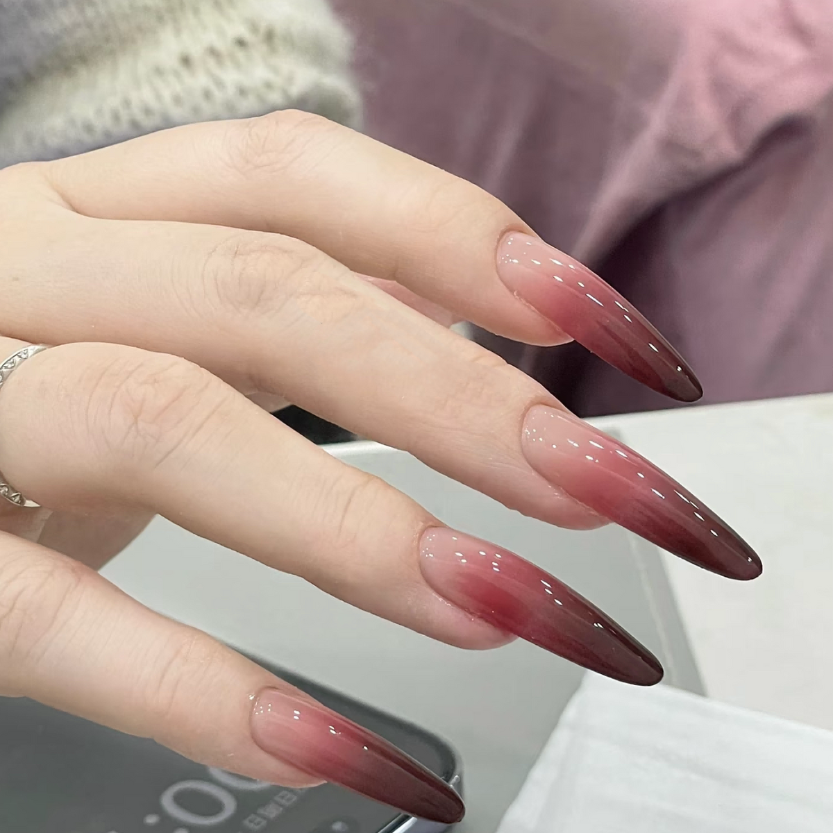 Autumn Winter Berry Temperament Wearable Nails Gradient New Year Royal Sister Red Brightening Angora Pure Handmade Fine_voghion.com
