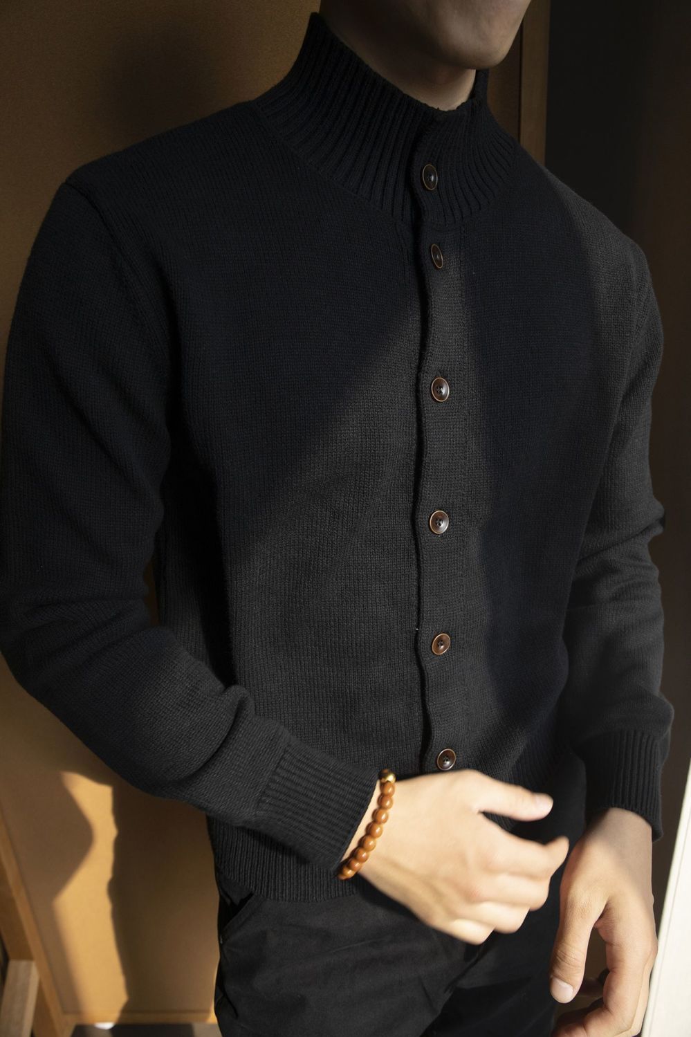 Men's Solid Colour Knitted Sweater Autumn Winter Commuter Style_voghion.com