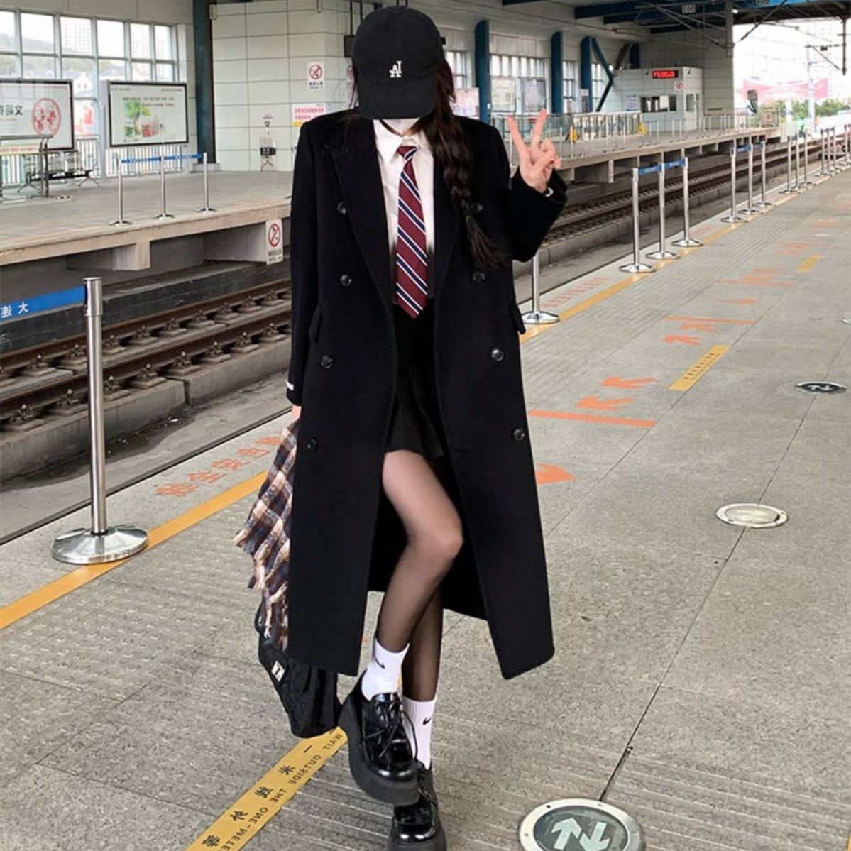 2023秋冬加厚大碼微胖mm毛呢外套過膝新款赫本小個子西裝呢子大衣