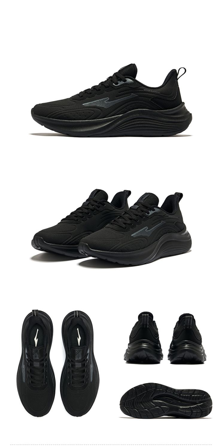 Hongxing Erke Mountain Eagle - Zapatillas deportivas negras con suela suave para hombre, nuevas, antisalpicaduras y con absorción de impactos para correr en caso de lluvia_voghion.com