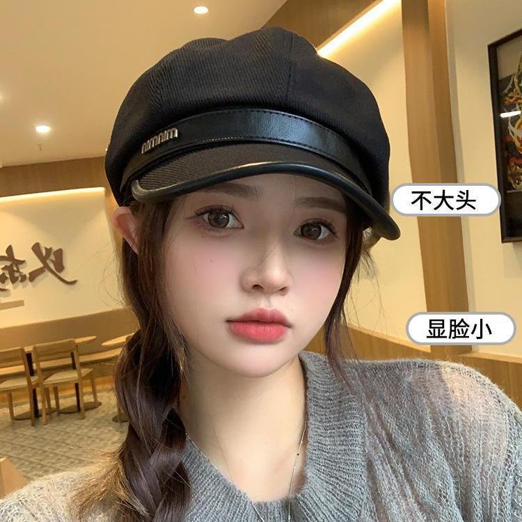 高級感春秋呢帽子女日系黑色復古畫家貝雷帽顯臉小八角帽宅女同款
