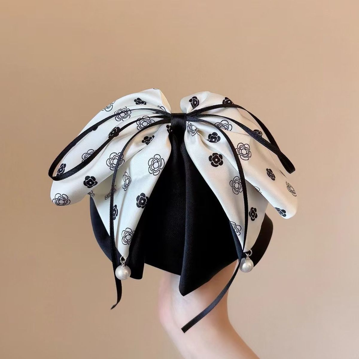 Satin Kamelie Perlen Haarspange Mit Schleife Für Zopf_voghion.com