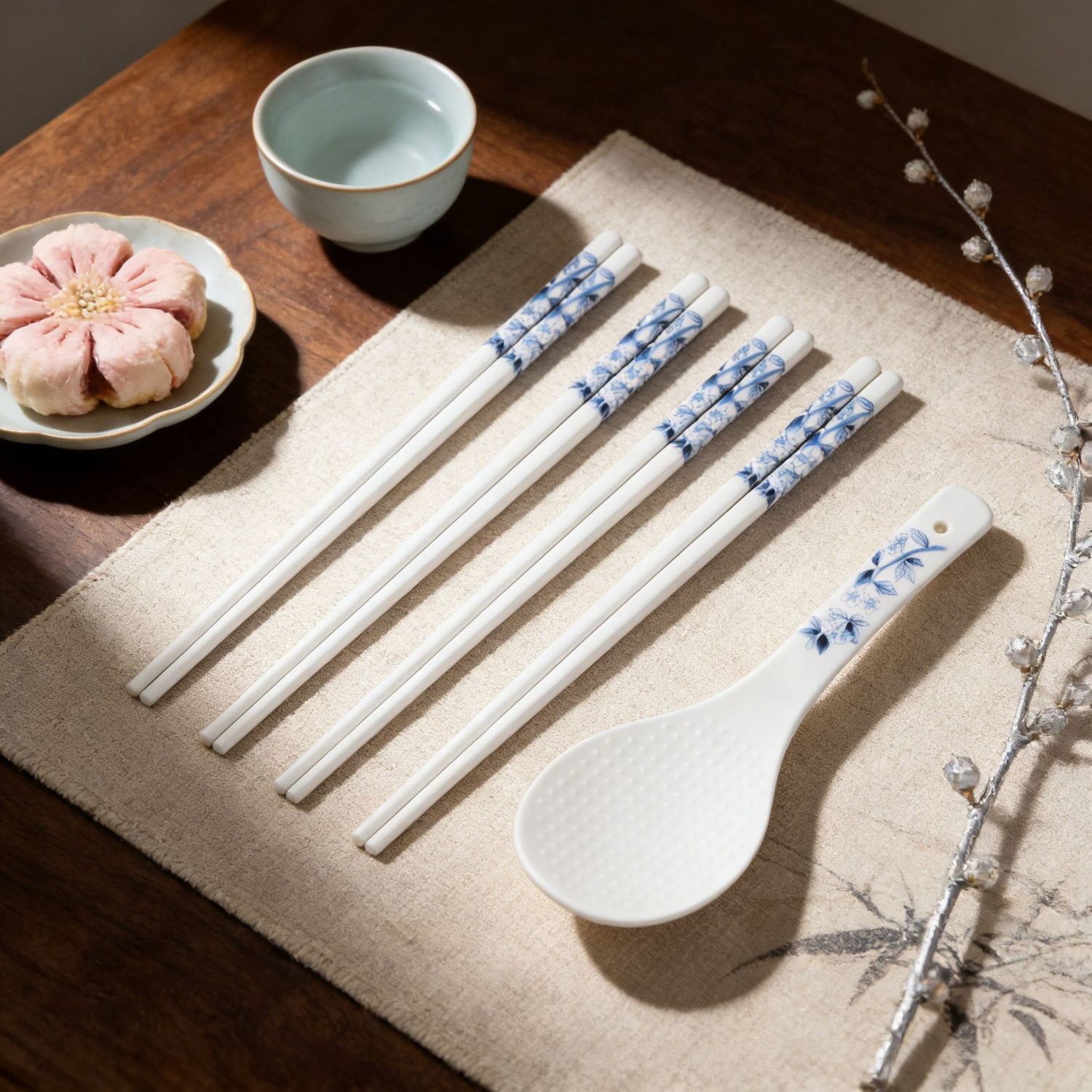 新款陶瓷筷子家用食品级高档景德镇防霉餐具防滑耐高温筷子筒 图片 3