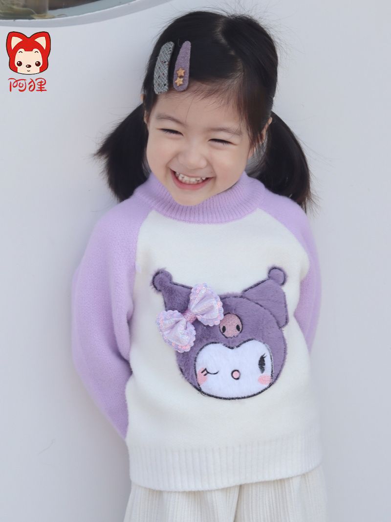 阿狸2023秋冬洋氣女童毛衣卡通動漫女寶寶針織衫兒童保暖打底線衣