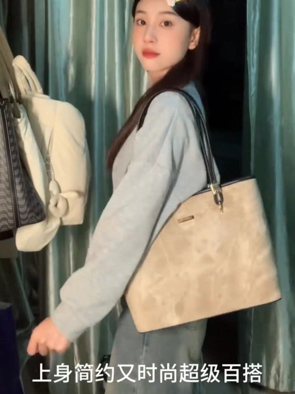 時尚休閒大容量托特包女新款2023大包包高級感小眾通勤包潮單肩包