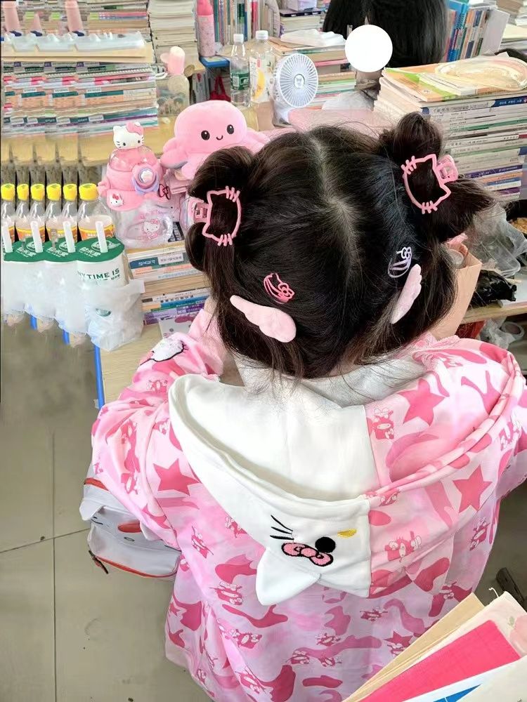 純棉HelloKitty滿印連帽刺繡衛衣女寬鬆情侶休閒慵懶風拉鏈開衫