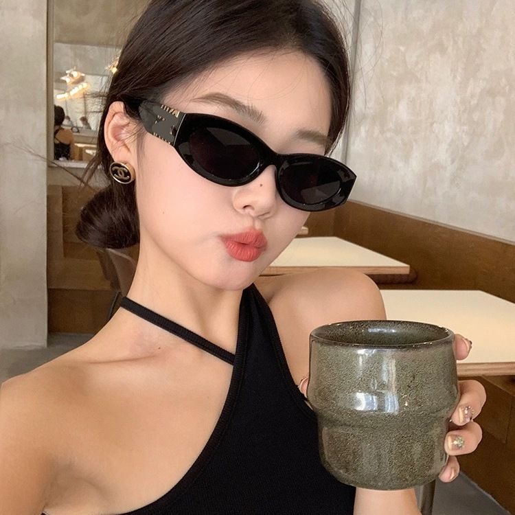 歐美復古貓眼高級感墨鏡女2024豹紋網紅辣妹防紫外線街拍太陽眼鏡
