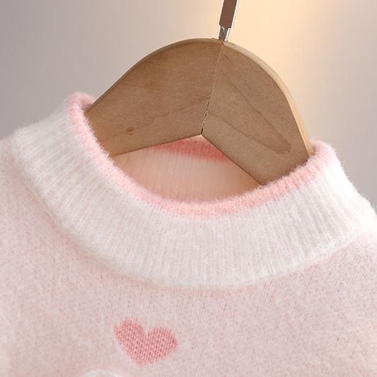 女童毛衣2023新款秋冬季女宝宝加厚韩国绒儿童洋气针织上衣打底衫