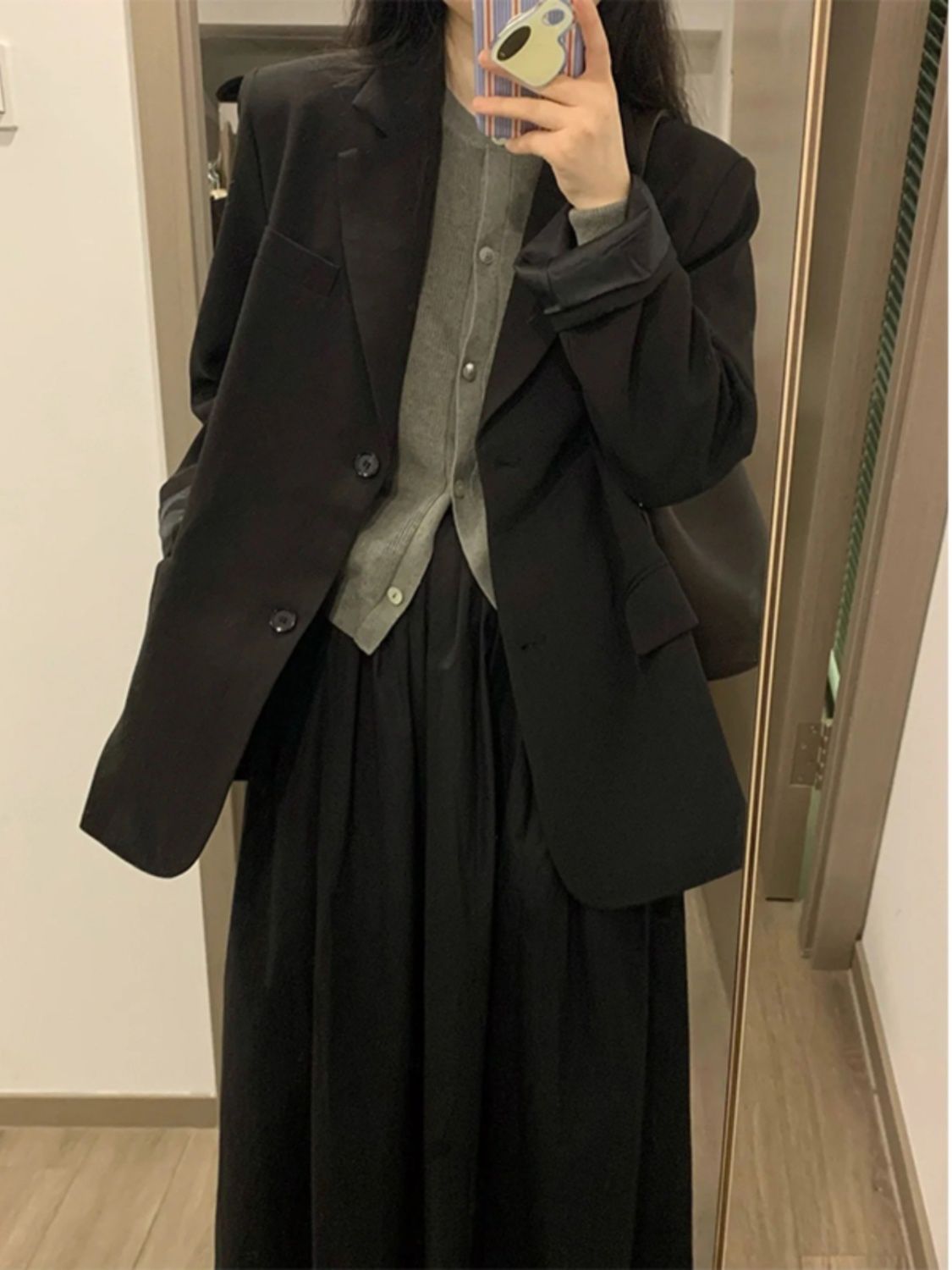 Black suit jacket for women, Korean spring and autumn style, slim, casual, single-breasted, casual, versatile, internet celebrity, trendy street suit