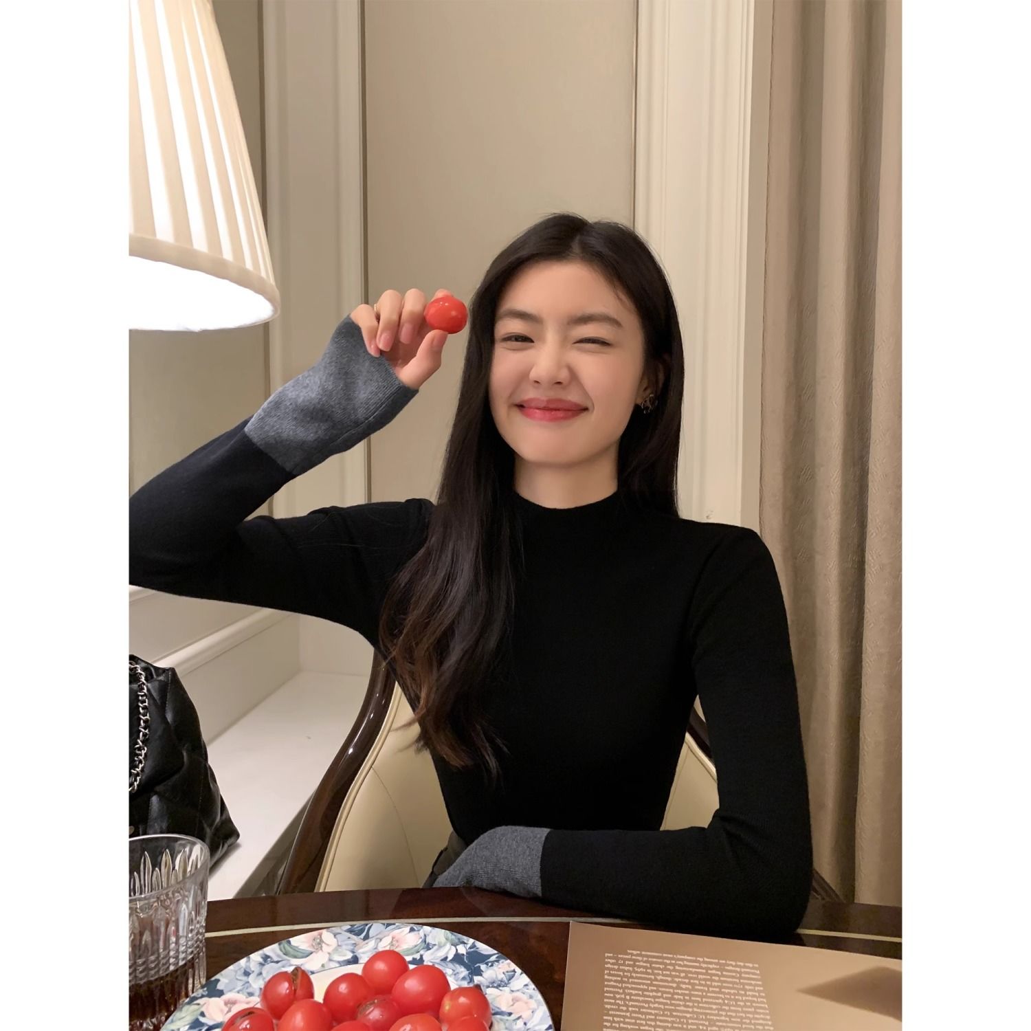 pusumede撞色長袖針織衫女秋冬2024新款設計感小眾百搭打底衫上衣
