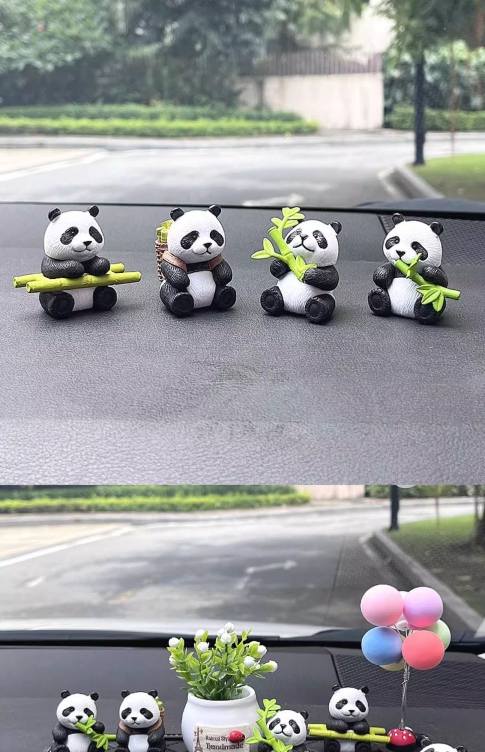 Jauka maza panda radoša interjera centrālās konsoles dekorācijas automašīnas multfilma_voghion.com
