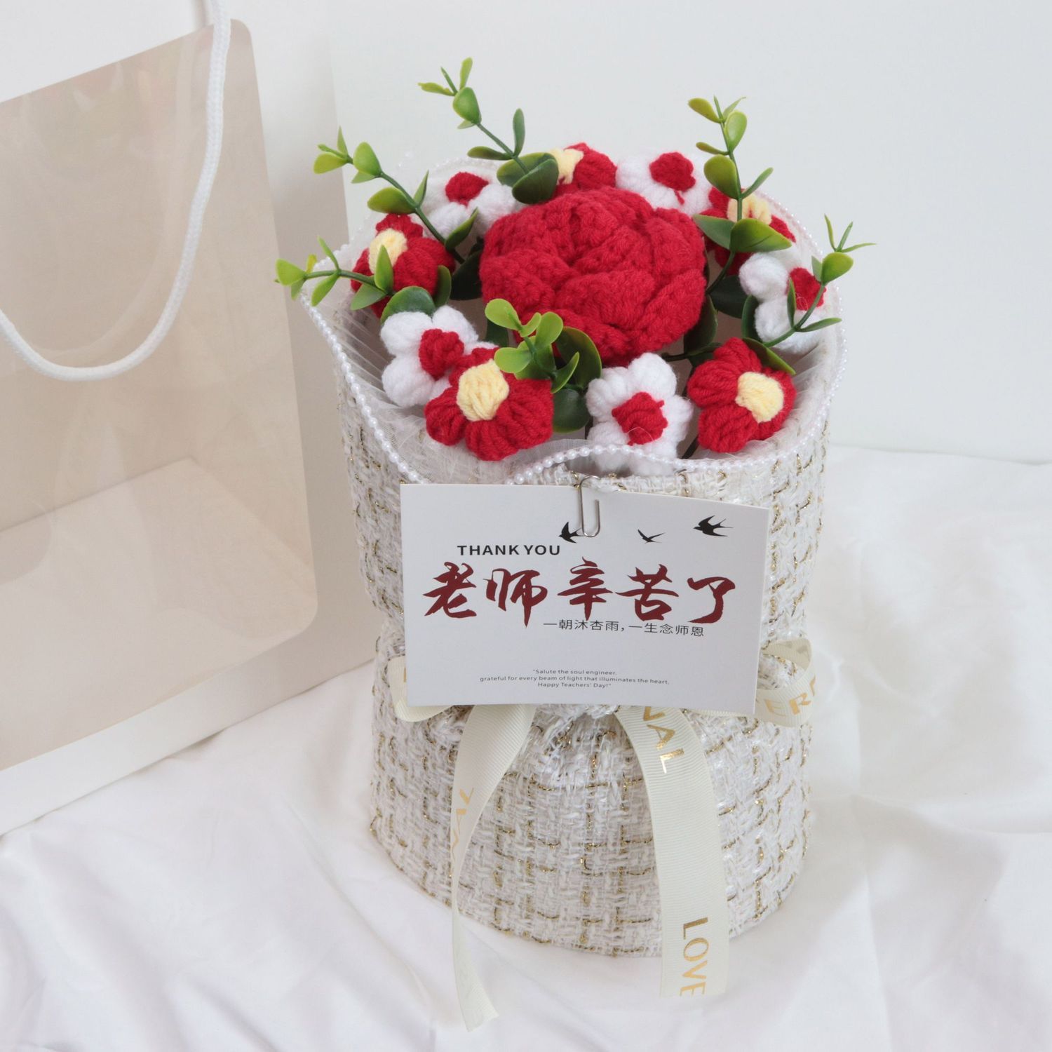 毕业季礼物编针织毛线玫瑰花束送女朋友老师同学生日女生闺蜜实用 图片 7