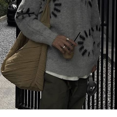Design inspired sweater for men's winter new unisex style American knit high street lazy versatile round neck jacket_voghion.com