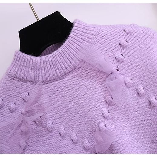 女童毛衣秋冬季2023新款洋气时髦女孩紫色毛衣冬装