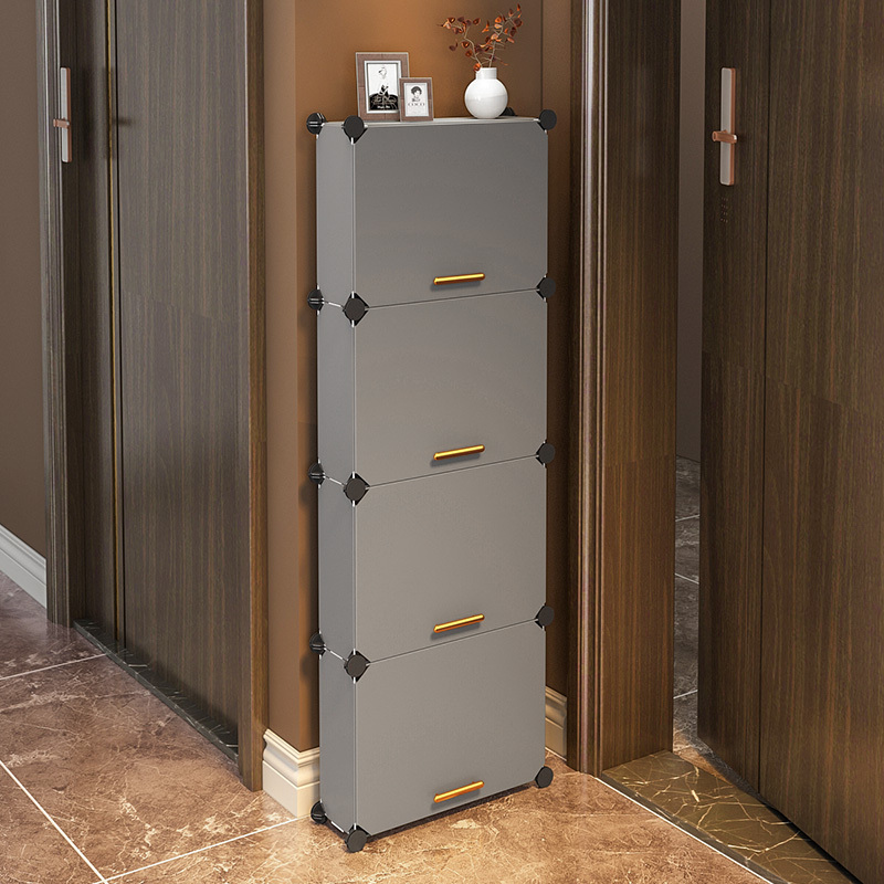 Ultra-Thin Cabinet For Home Entrance Storage, Space-Saving Entryway Wall Cabinet, Small Narrow Simple Shoe Rack_voghion.com