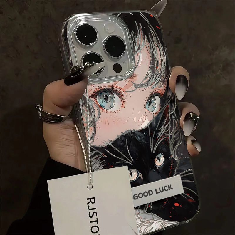 Cat Girl Suitable For Samsung Galaxy S24/S23 Ultra Phone Case New A55/A54 Shockproof Feather Gauze_voghion.com