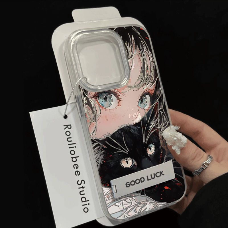 Cat Girl Suitable For Samsung Galaxy S24/S23 Ultra Phone Case New A55/A54 Shockproof Feather Gauze_voghion.com