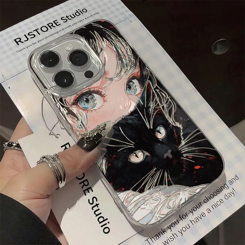 Cat Girl Suitable For Samsung Galaxy S24/S23 Ultra Phone Case New A55/A54 Shockproof Feather Gauze_voghion.com