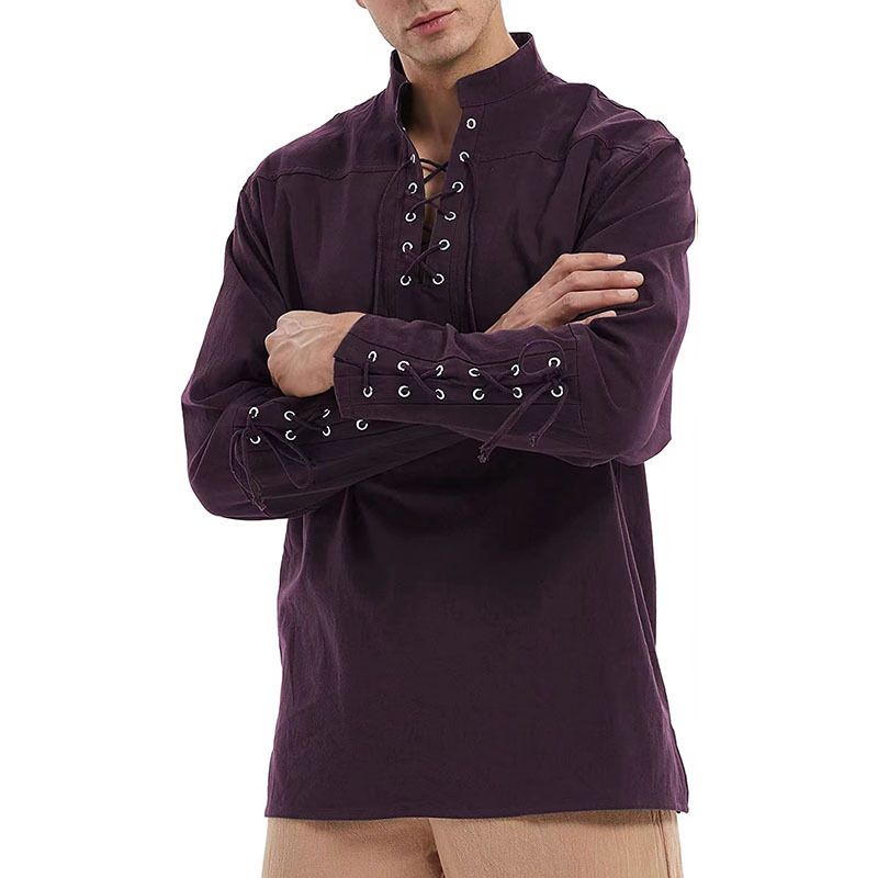 Men's Pirate Polo Shirt Steampunk Gothic Renaissance Costume_voghion.com