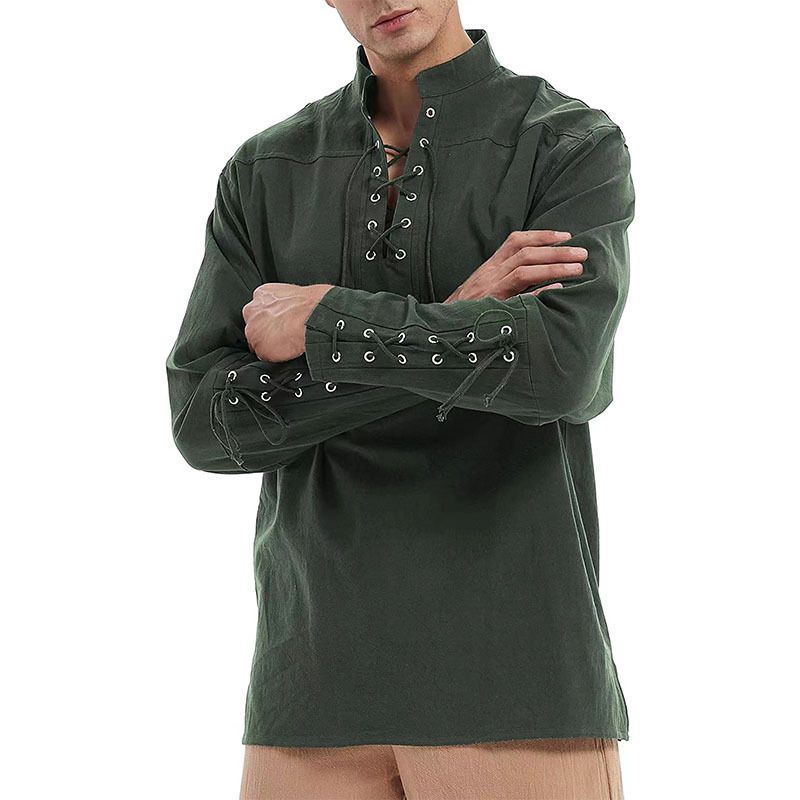 Men's Pirate Polo Shirt Steampunk Gothic Renaissance Costume_voghion.com