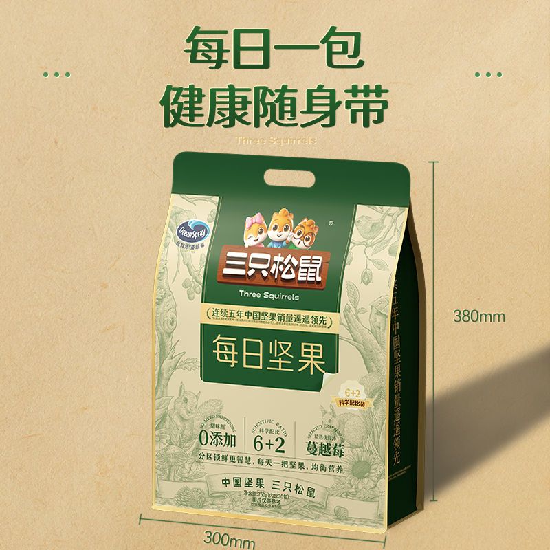 【精选6+2】三只松鼠袋装每日坚果750g/30包混合坚果休闲零食送礼 图 6