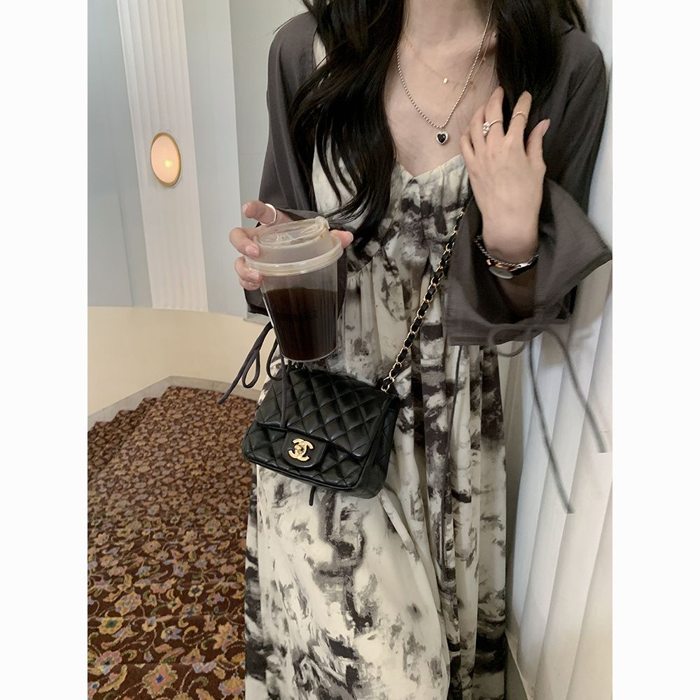大碼女裝慵懶森系國風吊帶連衣裙顯瘦喇叭袖開衫碎花裙兩件套裝女