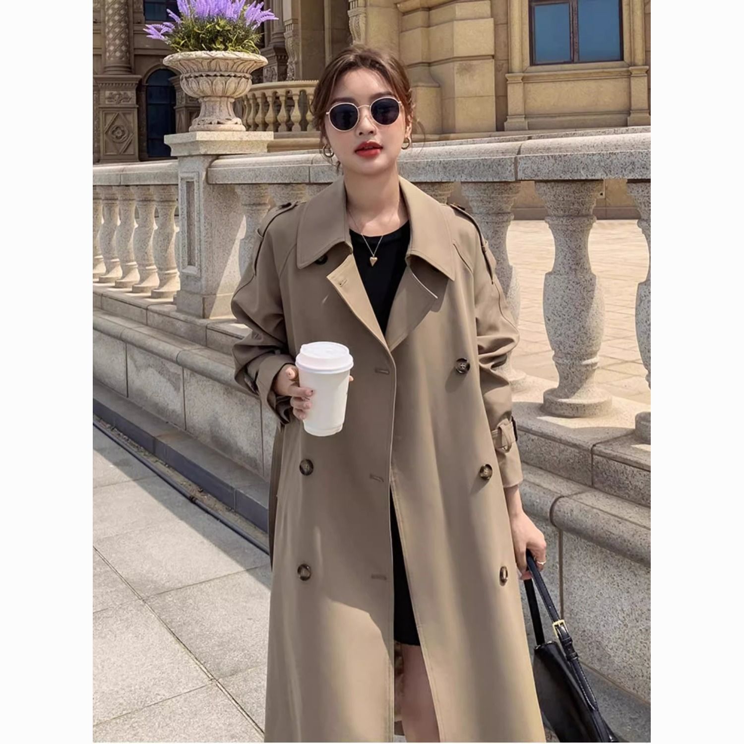 高个子宽松大码加长版风衣外套女超长款到脚踝春秋高级感气质大衣