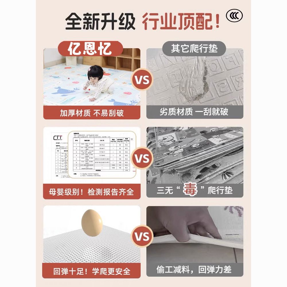 亿恩忆母婴XPE宝宝折叠爬爬行垫加厚家用客厅无害婴儿童卧室地垫 图片 5