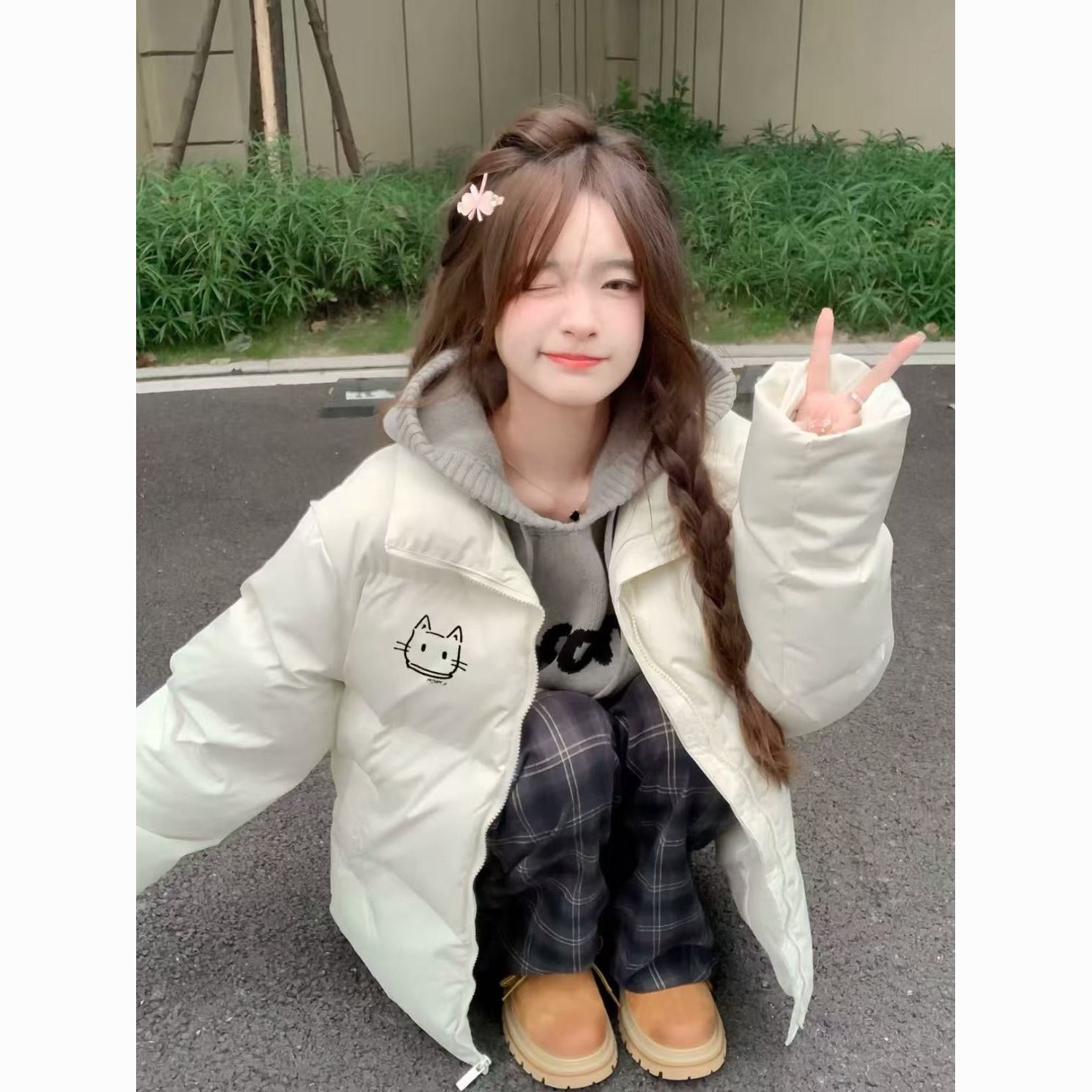 2025秋冬棉服女甜美可爱校园风立领韩版百搭加厚学生面包服外套潮