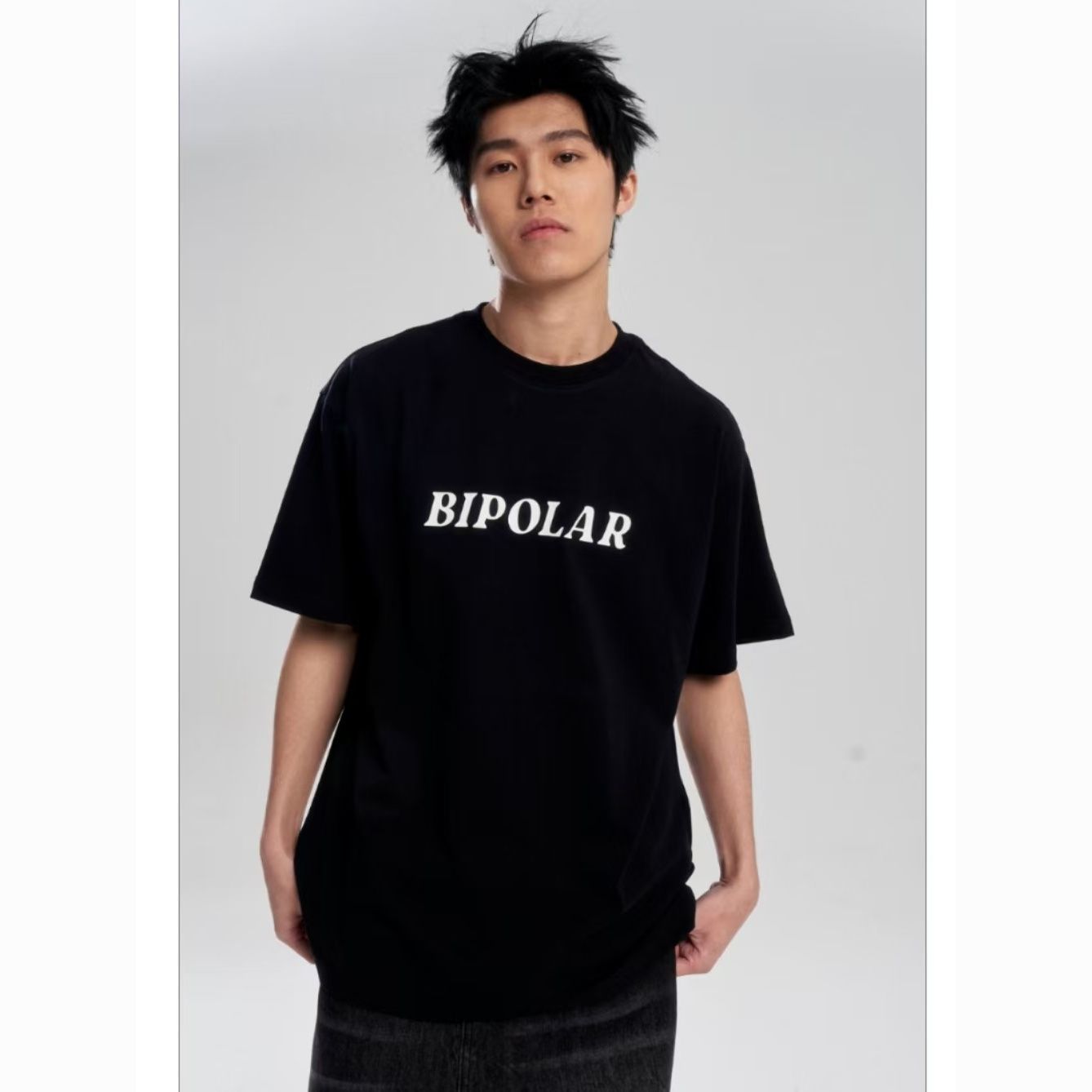 BIPOLAR American Hip-Hop Street Style Pure Cotton Loose T-Shirt Collar Short Sleeve Unisex_desvips.com