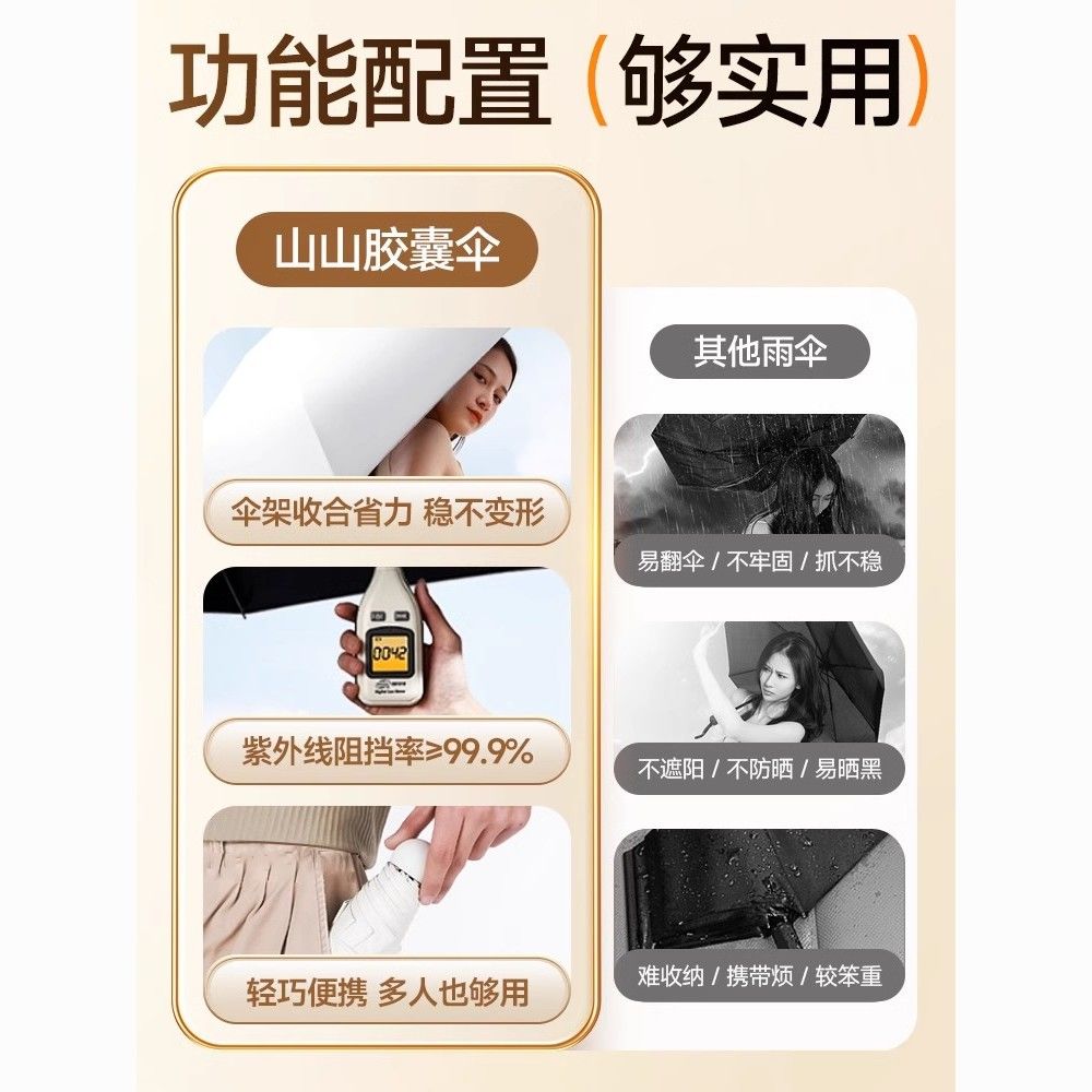 遮阳伞胶囊伞太阳伞便携口袋防晒防紫外线晴雨伞小巧轻便两用迷你 图片 8