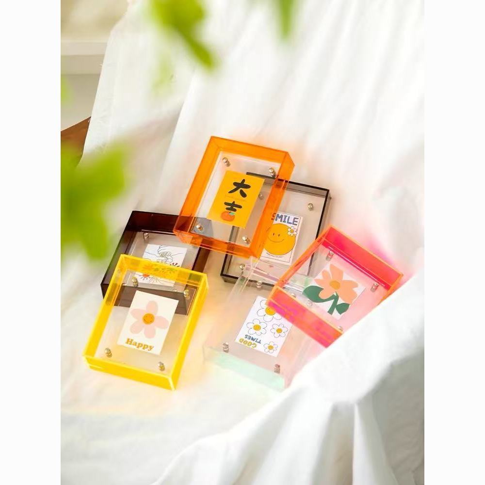 亚克力正方形透明展示相框创意画框海报装裱挂墙照片摆件彩色相框