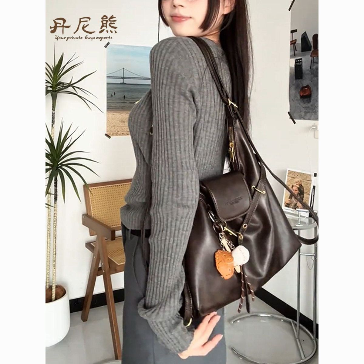 【丹尼熊】托特包女2026新款轻奢小众高级感不撞款双肩斜挎两用包 图片 4