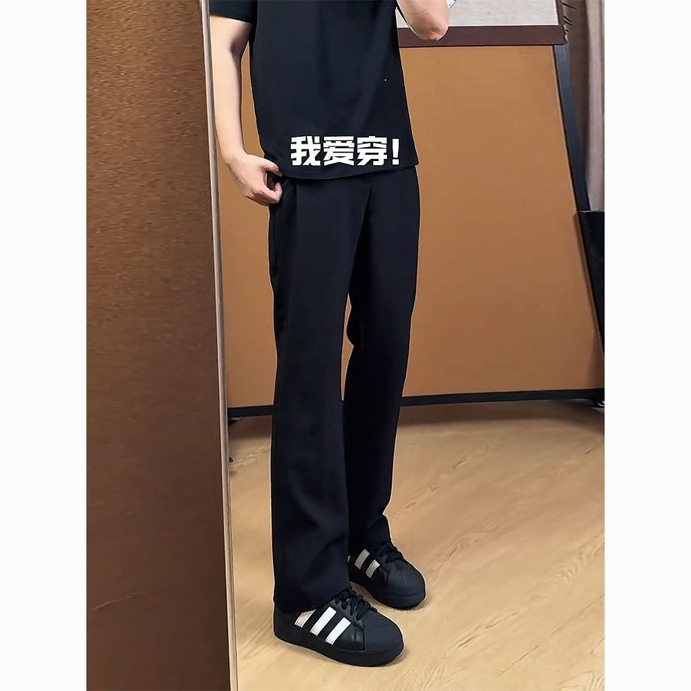 2026黑色西裤男夏季薄款休闲裤美式垂坠感凉感冰丝裤子直筒微喇裤 图片 3