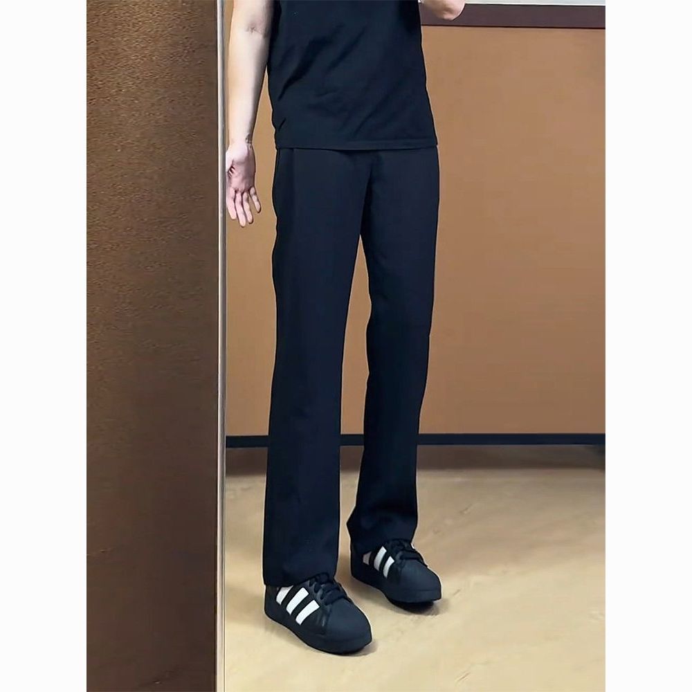 2026黑色西裤男夏季薄款休闲裤美式垂坠感凉感冰丝裤子直筒微喇裤 图片 5