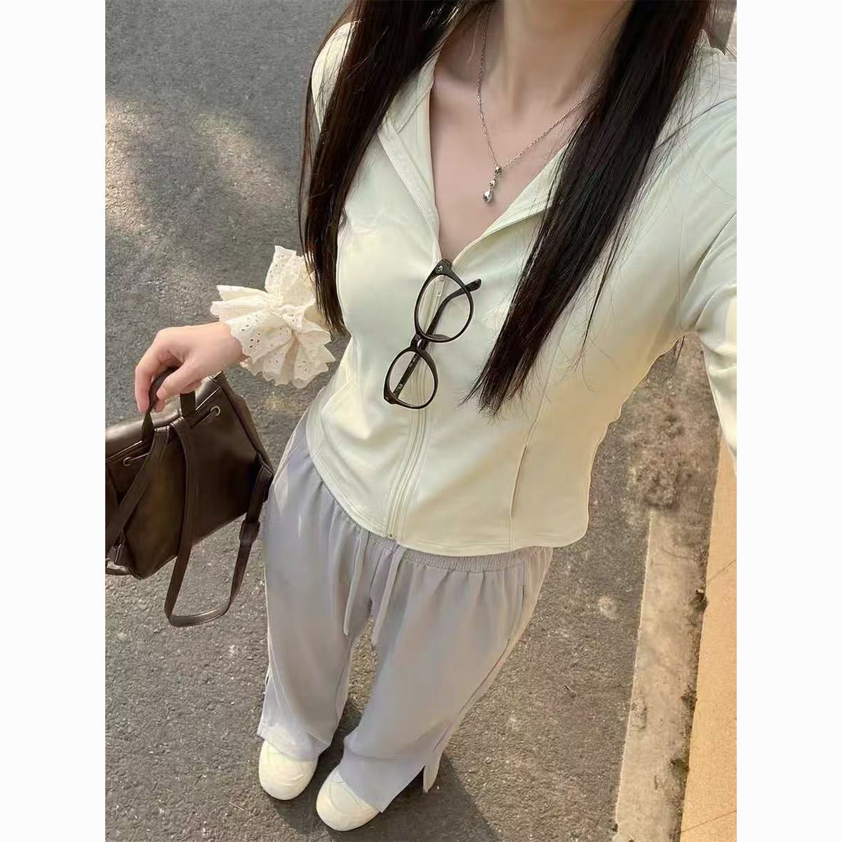 AOSER高级冰丝防晒衣女外穿夏季修身显瘦轻薄连帽防晒服短款外套