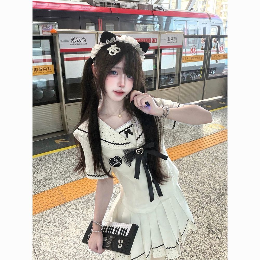 花浅浅原创正版小千金jk制服套装水手服收腰波点日系短袖学院校供