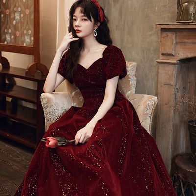 73092/敬酒服新娘2021新款结婚回门晚礼服长款优雅气质宴会高贵平时可穿