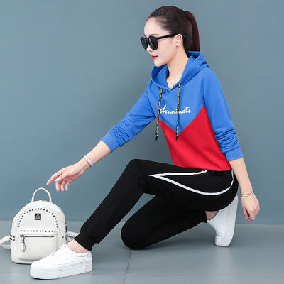 61385/纯棉运动服大码套装女2021夏季新款韩版宽松短袖长裤休闲两件套潮